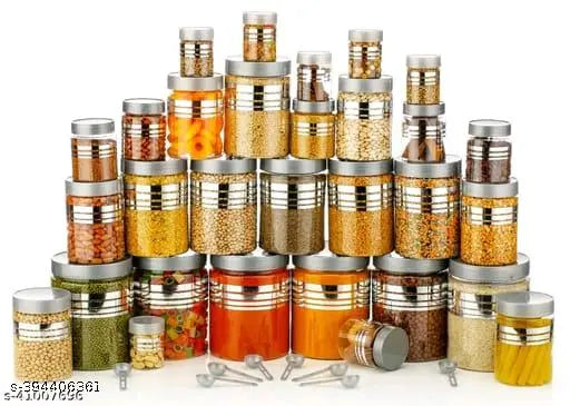 Bpa-free storage containers, line print design, in 6 pieces, 1200ml, 350ml, 250ml, 24 pcs