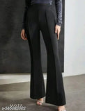 Black, high-waisted trousers with a zipper on the front and side pockets