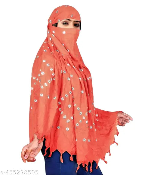 Pure cotton full-face cover summer protection scarf with Bandhani print, suitable for women & girls
