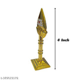 Golden brass Yantra showpiece for pooja room, office, car dashboard, or decor - 4 inch Murugan Vel Metal