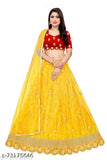 Satin and net Chitrarekha Drishya Women's lehenga set, ideal for parties and festive occasions, round neck choli with 3/4 sleeves and matching dupatta
