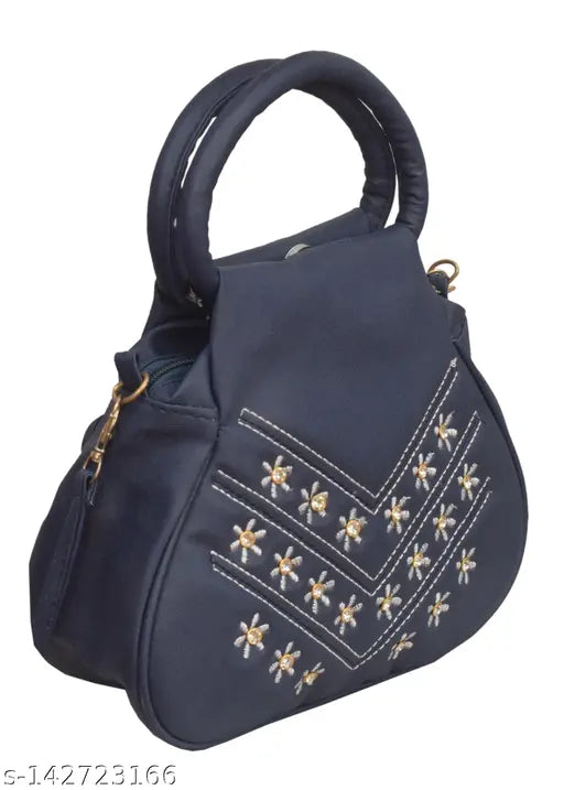 Attractive blue mini sling bag for girls kids with multiple gold zippers