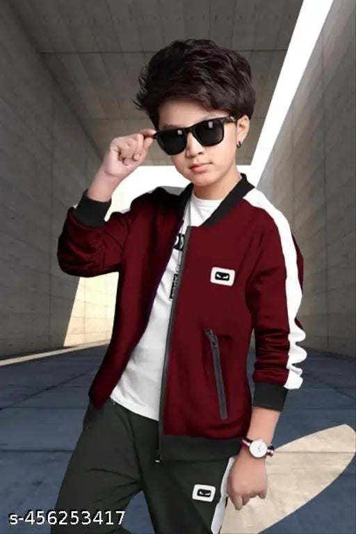 Black and white striped boys jacket with hoodie, long sleeves