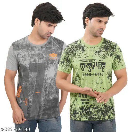 Polyester short-sleeve printed T-shirt by SHAUN, Indian fashion brand for men's casual wear