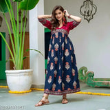 Polka print gold Rayon Anarkali kurti for women's ethnic party wear, trendy and comfortable