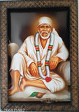 Synthetic resin Sai Baba wall hanging photo frame, 9x12 inches, Indian devotional art decor