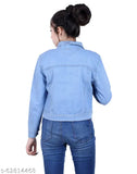 Lighty Moity Plain Denim Jacket - Solid, long-sleeved original denim jacket for women (S: 34/19/32, M: 36/19/34, L: 38/20/36, XL: 40/20/38) from India