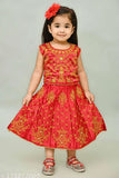 Cotton blend party lehenga choli with embroidered patterns, suitable for children 6 months - 3 years. Indian traditional clothing on display