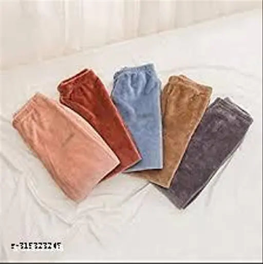 Multi-colored wool women's stretchy nightwear for winter wear warm comfy soft pyjamas set of 2 rendom colors and prints