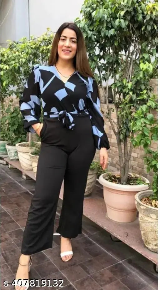 Embroidered net georgette jumpsuit, long sleeves, stylish and solid (XL), Indian origin