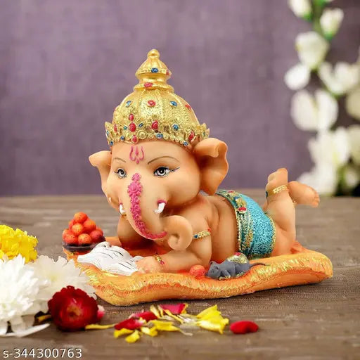 Resin Ganesh idol, exquisitely crafted 16cm x 129cm decorative piece for home decor or office gift item from India