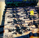 Trendy navy blue net saree with dupion silk blouse, embroidered and solid pattern, free size, Indian origin