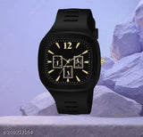 Black silicone sports watch with rectangular dial, displaying a man jumping, new model 2022