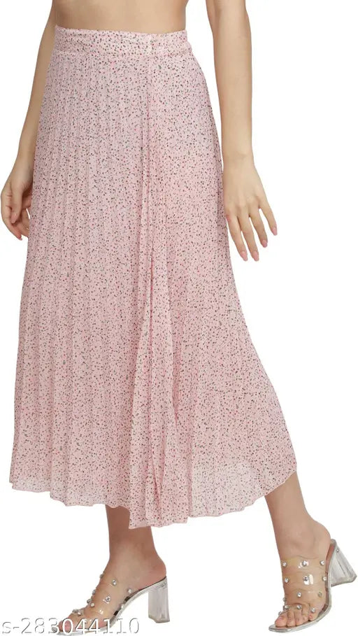 Pink midi skirt with floral print