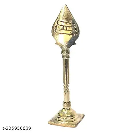 Golden brass Murugan Vel Idol, intricately detailed at 9cm, symbolizing divinity for Pooja worship