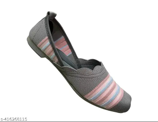 Grey canvas knitted athleisure ballerina slip-ons for women's daily wear, ideal for active lifestyle