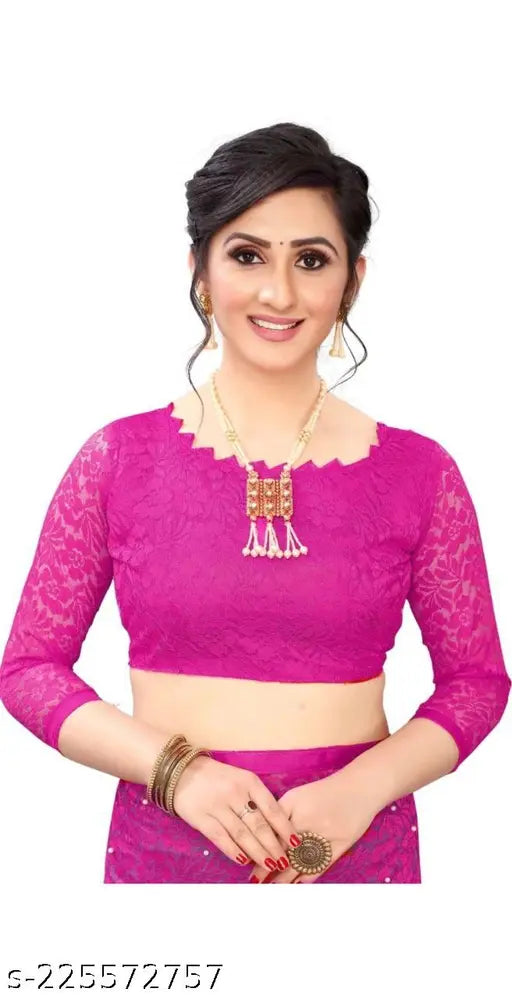 Embroidered net saree with Moti work, Indian party wear and wedding Saree, single heavy net piece