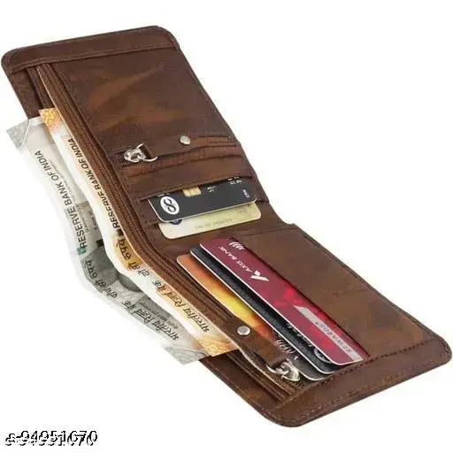Faux leather men's wallet, solid color, durable design, quality Indian craftsmanship
