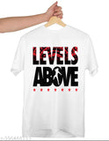 Level Above Roman Reign white polyester t-shirt, short sleeves, printed net design for men, size M