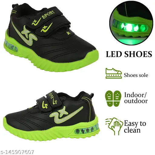 Yellow kids sneakers with neon green accents