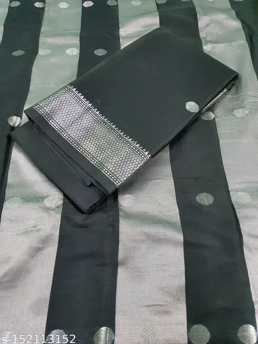 Black and white striped fabric sari