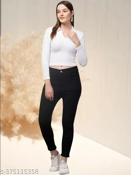 White polyester fitted tops & tunics by Dream Beauty Fashion, long-sleeved collared V-neck, suitable for casual or formal occasions, 20 inch length