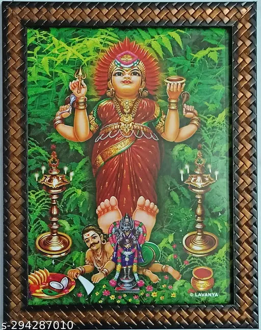 Goddess Arulmigu Masani Amman Anaimalai religious wall hanging, 9x12 inches Indian artifact on display