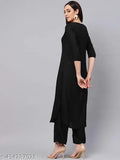 Rayon kurta with palazzos set - solid net, three-quarter sleeves, pack of 2, Indian ethnic wear for women