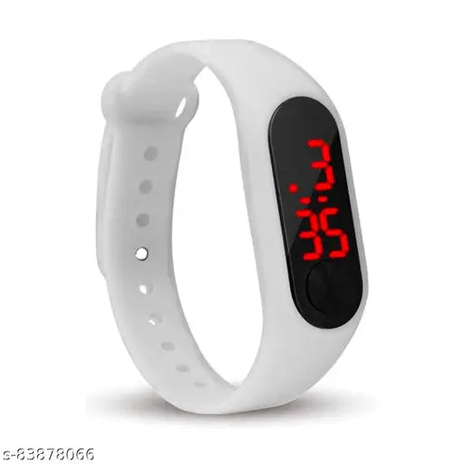 Black silicone wristband with digital display and adjustable buckle