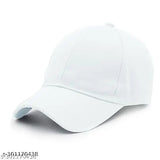 White cotton baseball cap with black brim and embroidered logo