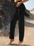 Black bell bottom women trousers, stylish trendy fashion