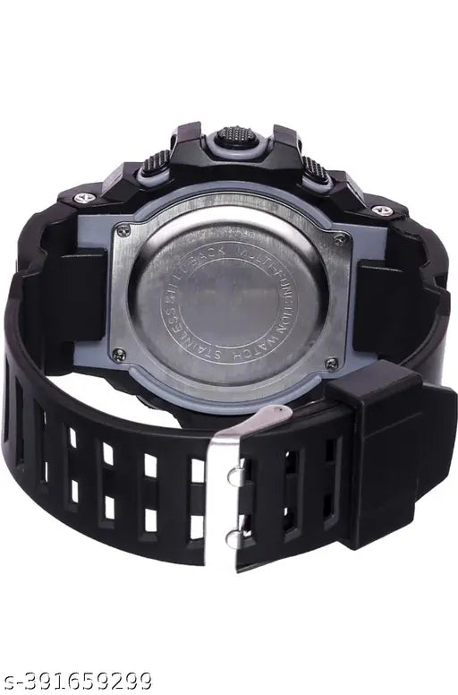 Digital shock-resistant kids' watch with LED display and black strap