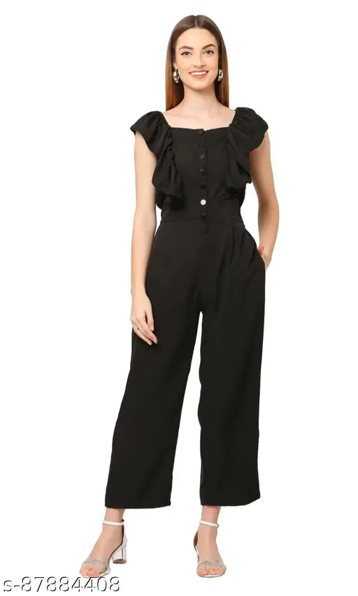 Women's poly crepe sleeveless jumpsuit, solid net, suitable for parties, weddings, college, dates, business. High-quality poly crepe fabric with excellent fitting as shown in image. Guaranteed best quality and affordable price. Buy now!