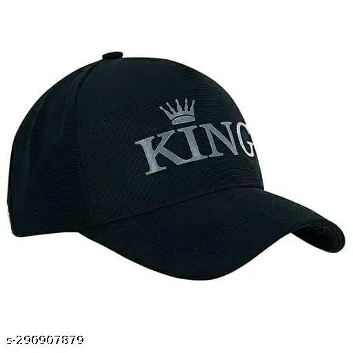 Stylish cotton king logo baseball cap, solid color for boys and girls, trending modern design from India