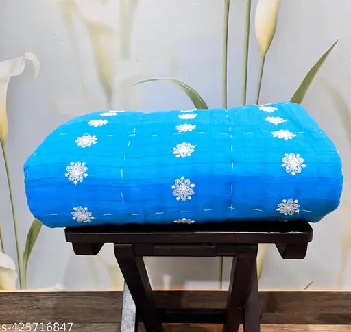 Minjar HandMade Kids Cotton Embroidered Quilt, cotton quilt for AC room in 0-5 years sizes, 42" x 60" with 200 thread count and 220Gsm filling