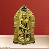 Golden antique finish Saibaba idol statue (8cmx4cmx14cm), Indian poly resin God decor
