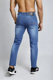 Light Blue Denim Jeans for Men: ANNOY MEN SLIM FIT MID RISE stretchable, comfortable & durable