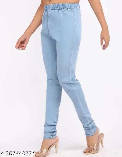 Solid denim jeggings for women, size 40 (waist 40in, length 42in), made in India