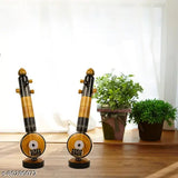 Handcrafted wooden Veena combo pack 2, Rajasthani antique decor for living room. Premium wooden musical instrument showpiece, 5 cm L x 22 cm H x 5.5 cm B