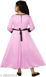 Nylon princess ethnic gown for girls, printed net pattern on three-quarter sleeves, Indian origin in size 4-5 years