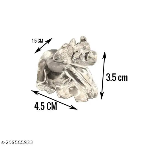 Silver Nandi Shivling Idol, 5cm, Decorative, Home Temple Pooja Figurine