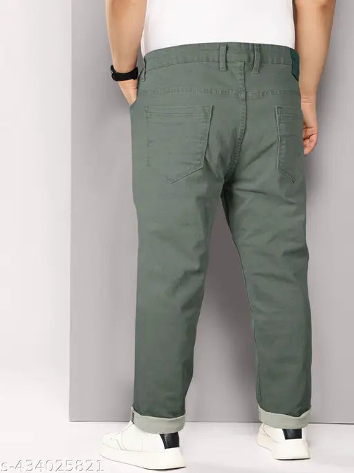 Rigone Men's Regular Fit Olive Green Cargo Jeans