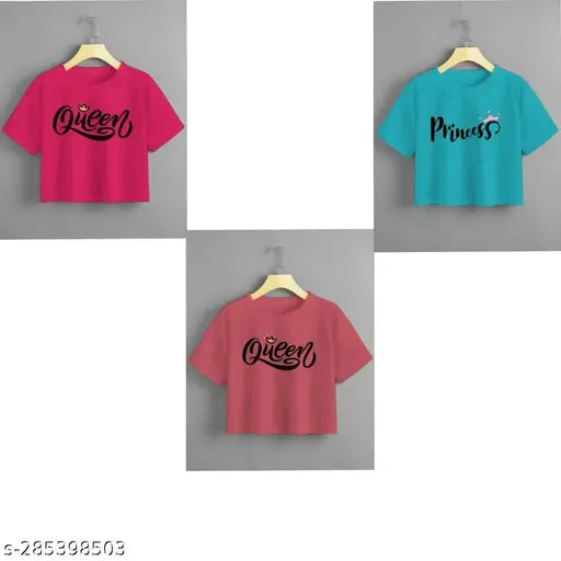 Solid cotton women's crop top combo in 3 sizes (S, M, L, XL). Made in India