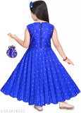 Silk sleeveless embroidered net gown for beautiful girls (ages 18 months to 10 years), Indian craftsmanship showcased