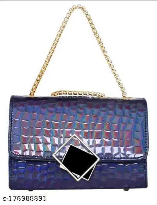 Dark blue leatherette side sling bag