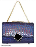 Dark blue leatherette side sling bag