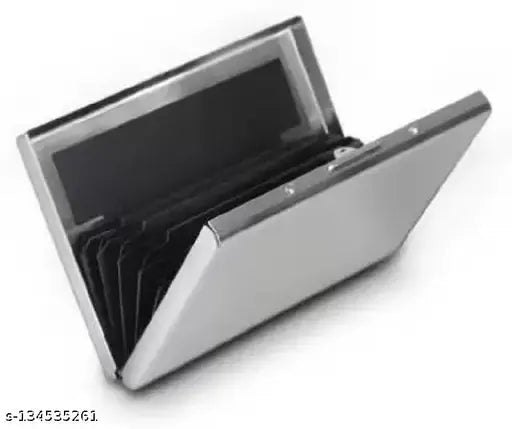 Black metal, 5-compartment RFID-blocking wallet with classic design, suitable for men and women