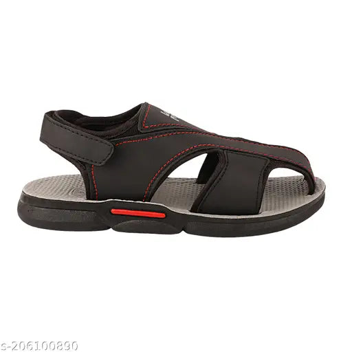 Black and red kids' boys' boys' boys' boys' sandals with Velcro closure