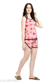 Multicolor floral printed polyester daily wear top & shorts set for women, summer special style on display