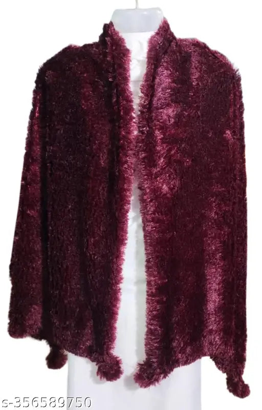 Acrylic faux fur scarf - stylish accessory for women & girls, warm & elegant, trendy fancy shawl in solid pattern, India origin